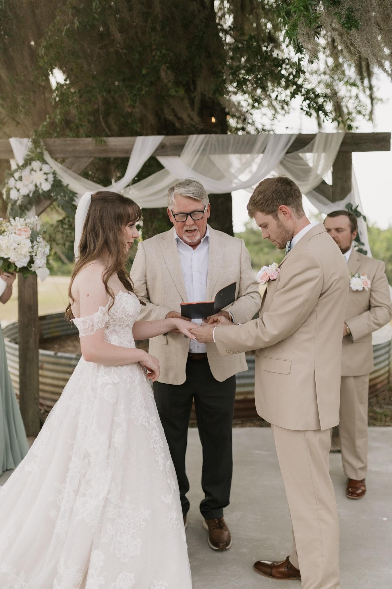Jessica and Gage during their wedding ceremony