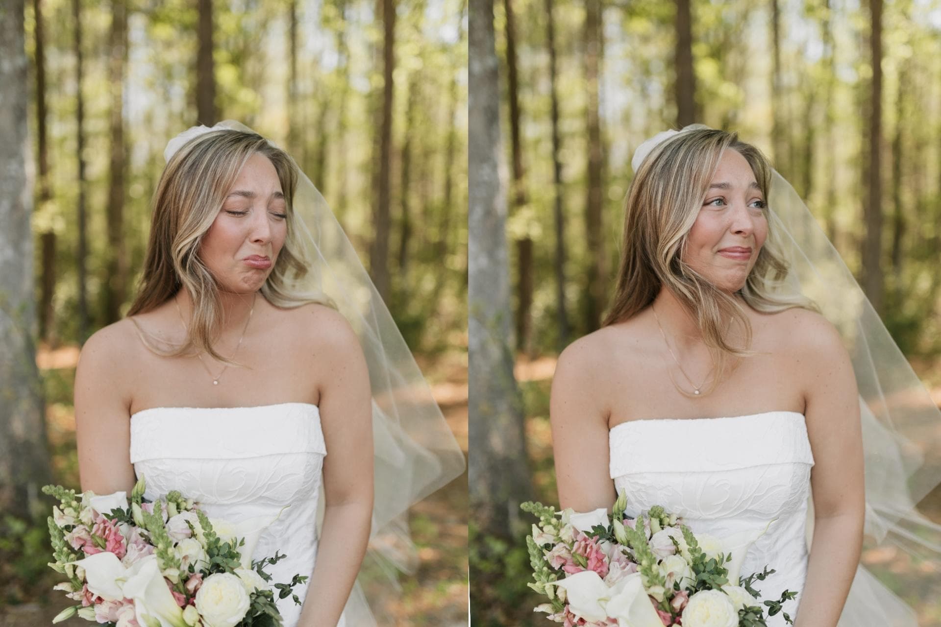 Elena expressing gratitude to her aunt during bridal portraits at Griggs Farm in Patrick, SC